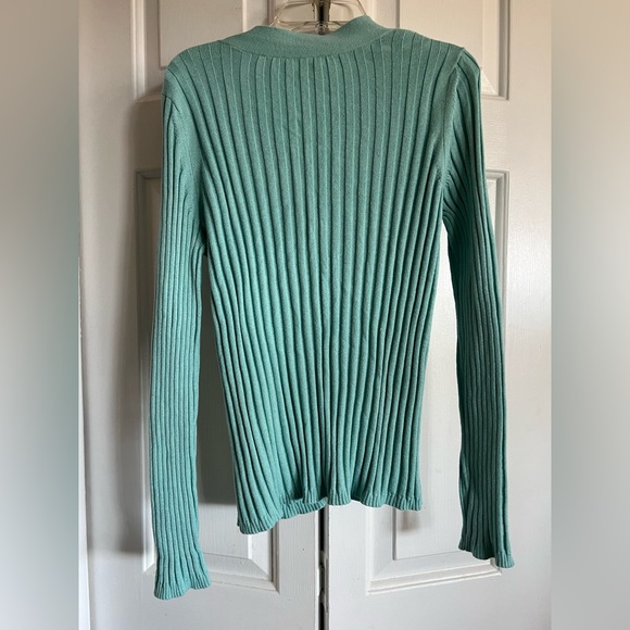 Talbots Aqua Ribbed Button-Up Cardigan - Picture 7 of 9